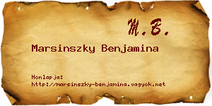 Marsinszky Benjamina névjegykártya